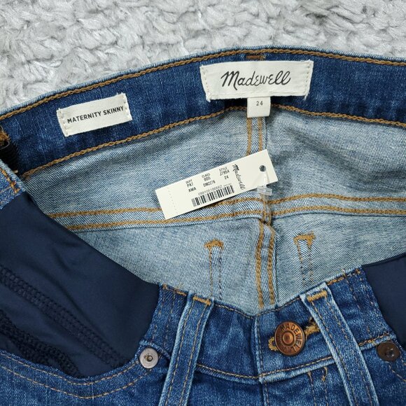 READ Madewell Maternity Side-Panel Skinny Jeans Size 24 Blue Adjustable Edition - Picture 4 of 9